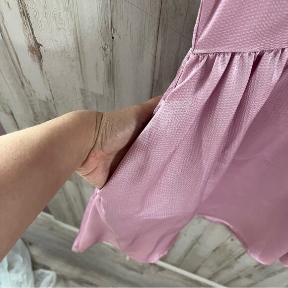 Nwt Anthropologie Tulle Los Angeles Pink Purple Satin Fit & Flare Dress - Picture 4 of 10